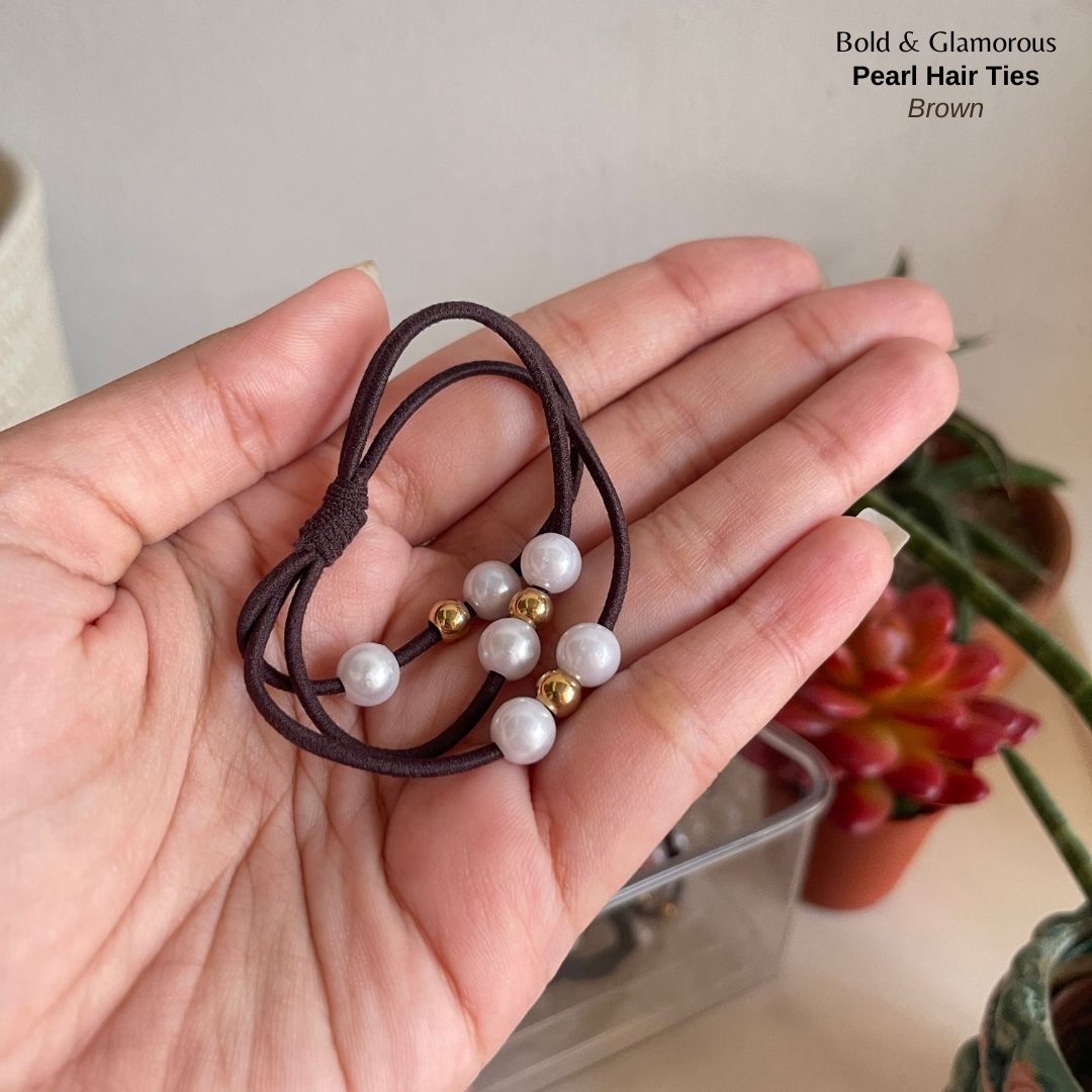 Pearl Hair Band 3 Layer | Brown
