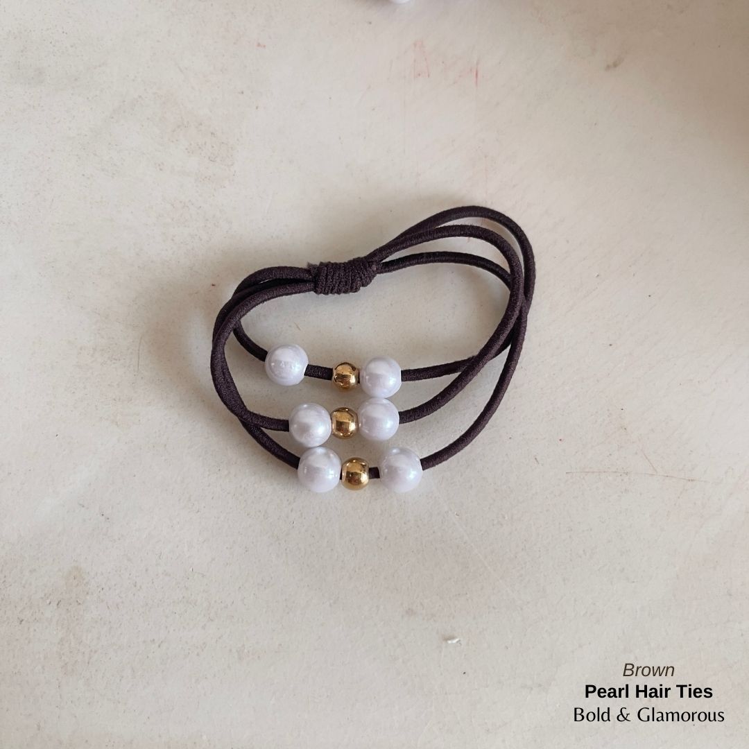Pearl Hair Band 3 Layer | Brown