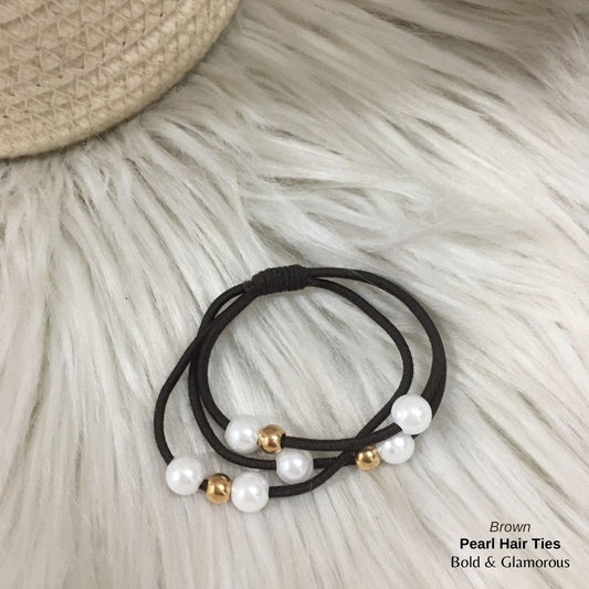 Pearl Hair Band 3 Layer | Brown