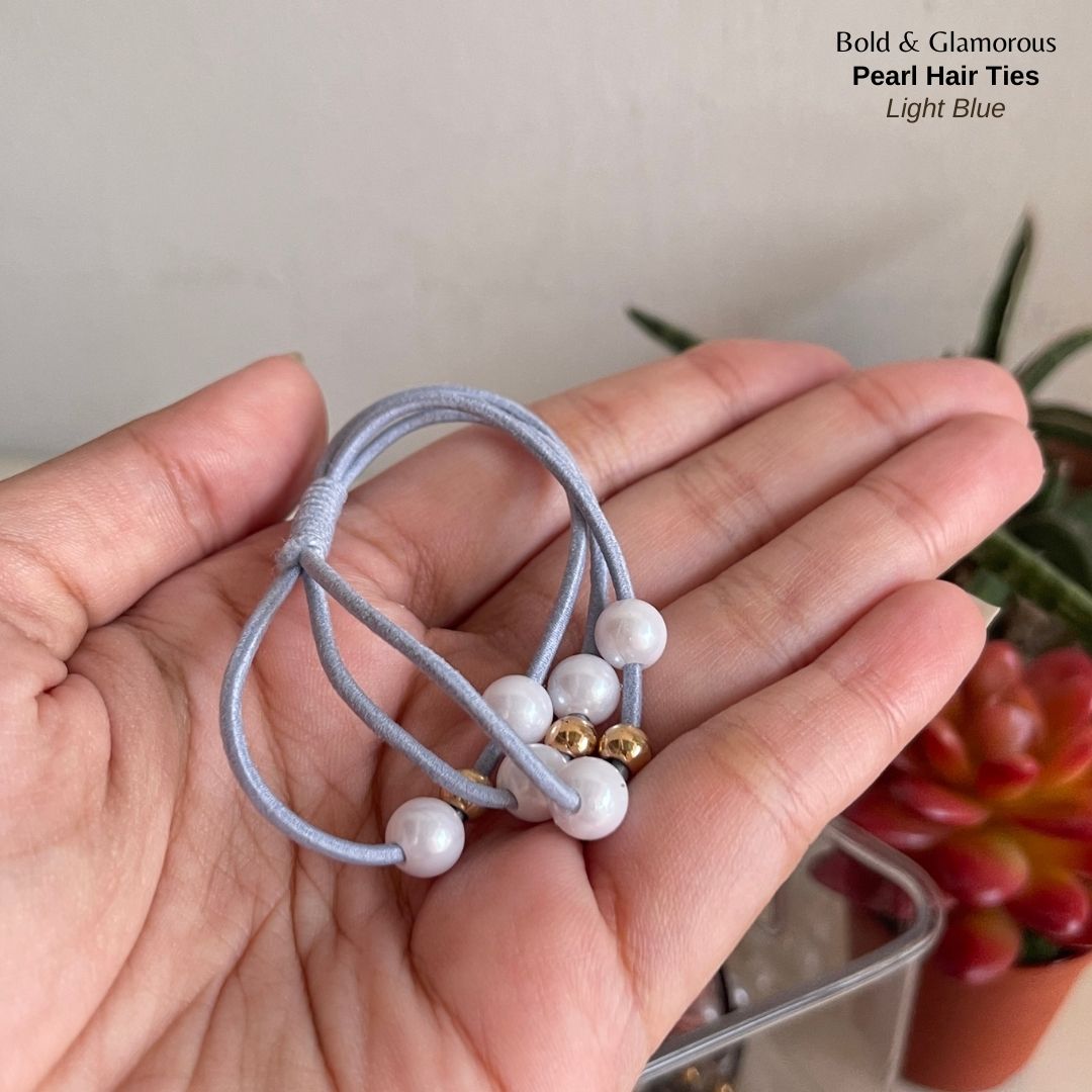 Pearl Hair Band 3 Layer | Light Blue