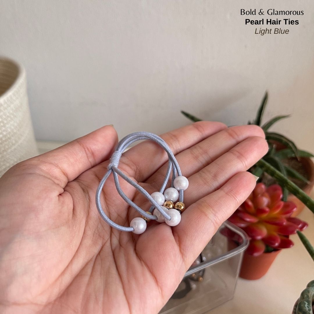 Pearl Hair Band 3 Layer | Light Blue