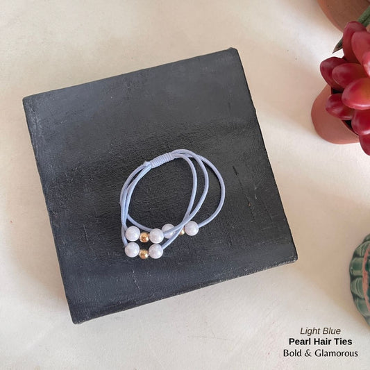 Pearl Hair Band 3 Layer | Light Blue