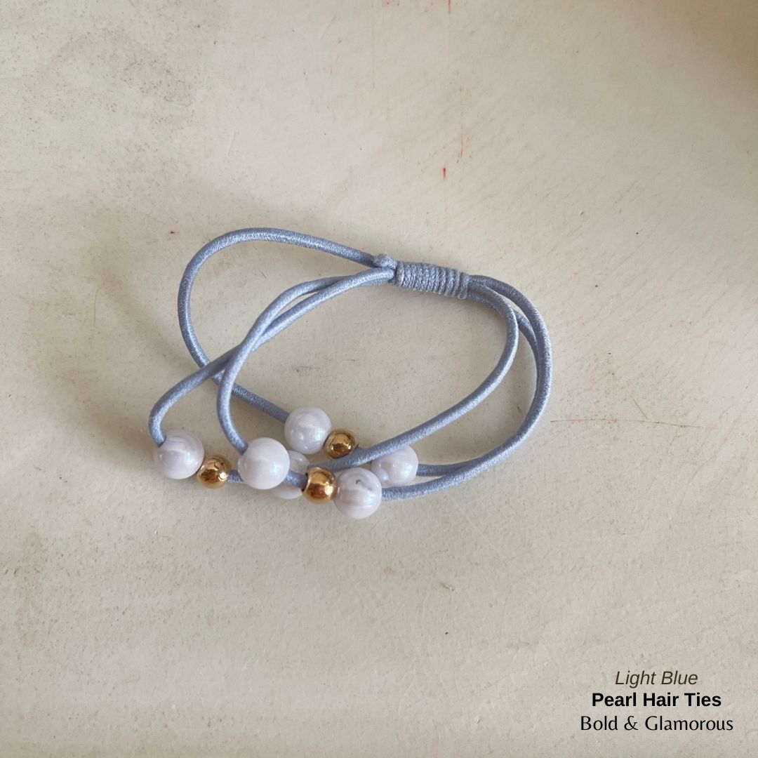 Pearl Hair Band 3 Layer | Light Blue
