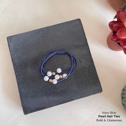 Pearl Hair Band 3 Layer | Navy Blue