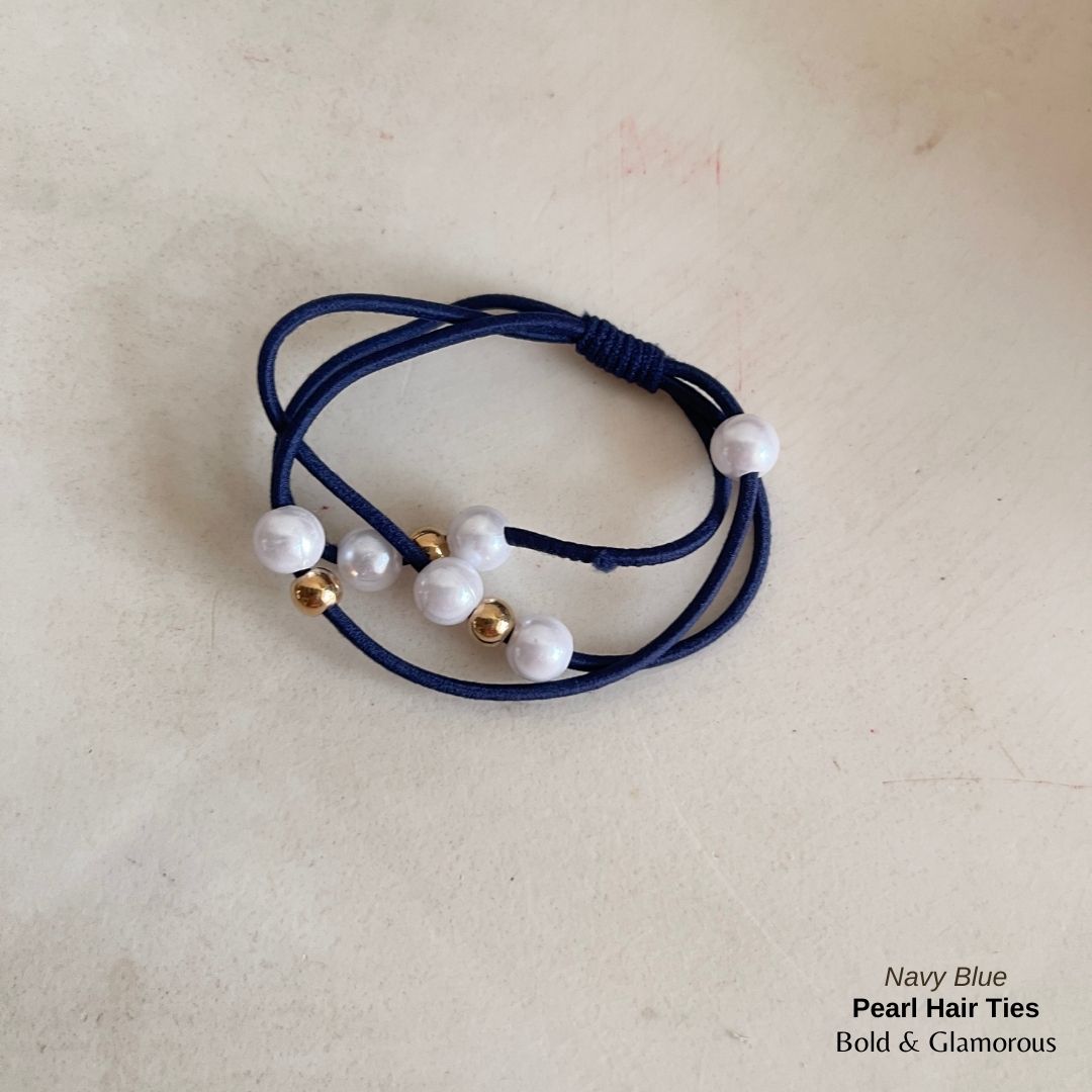 Pearl Hair Band 3 Layer | Navy Blue