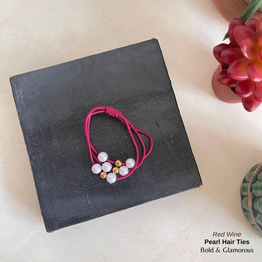 Pearl Hair Band 3 Layer | Red Wine