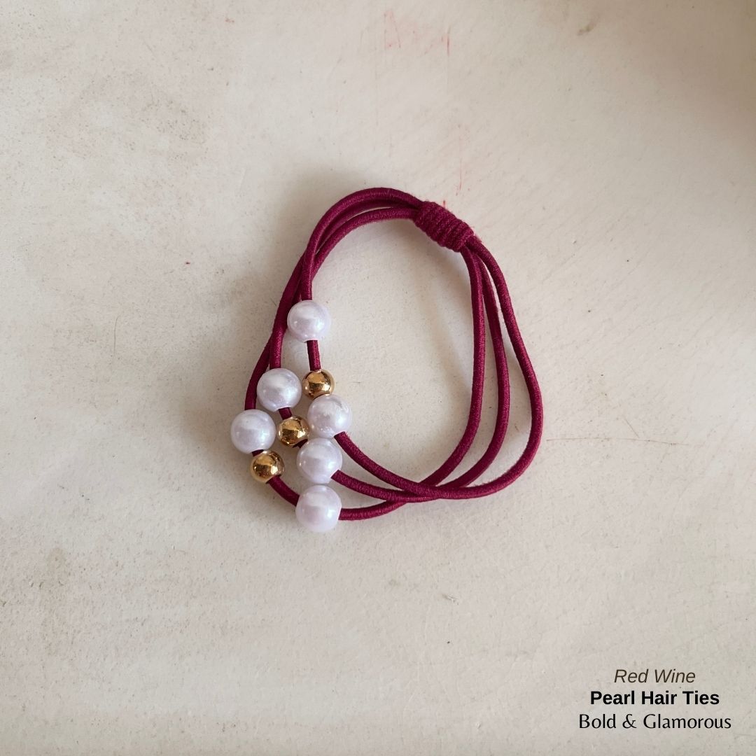 Pearl Hair Band 3 Layer | Red Wine