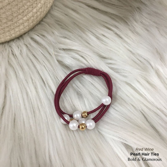 Pearl Hair Band 3 Layer | Red Wine
