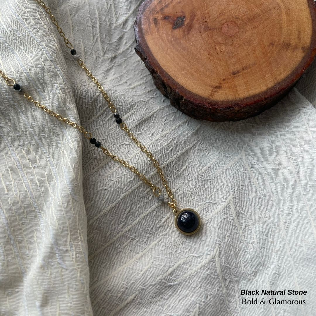Necklace | SN003 | Black Natural Stone
