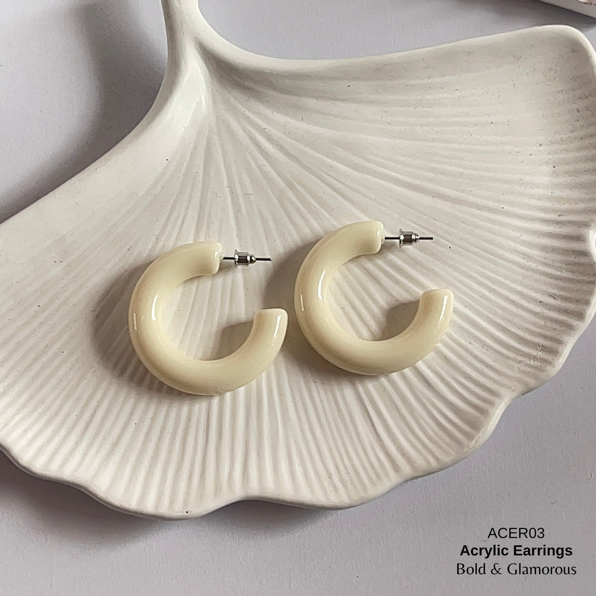 Acrylic Half Hoop Earring | ACER03 | White