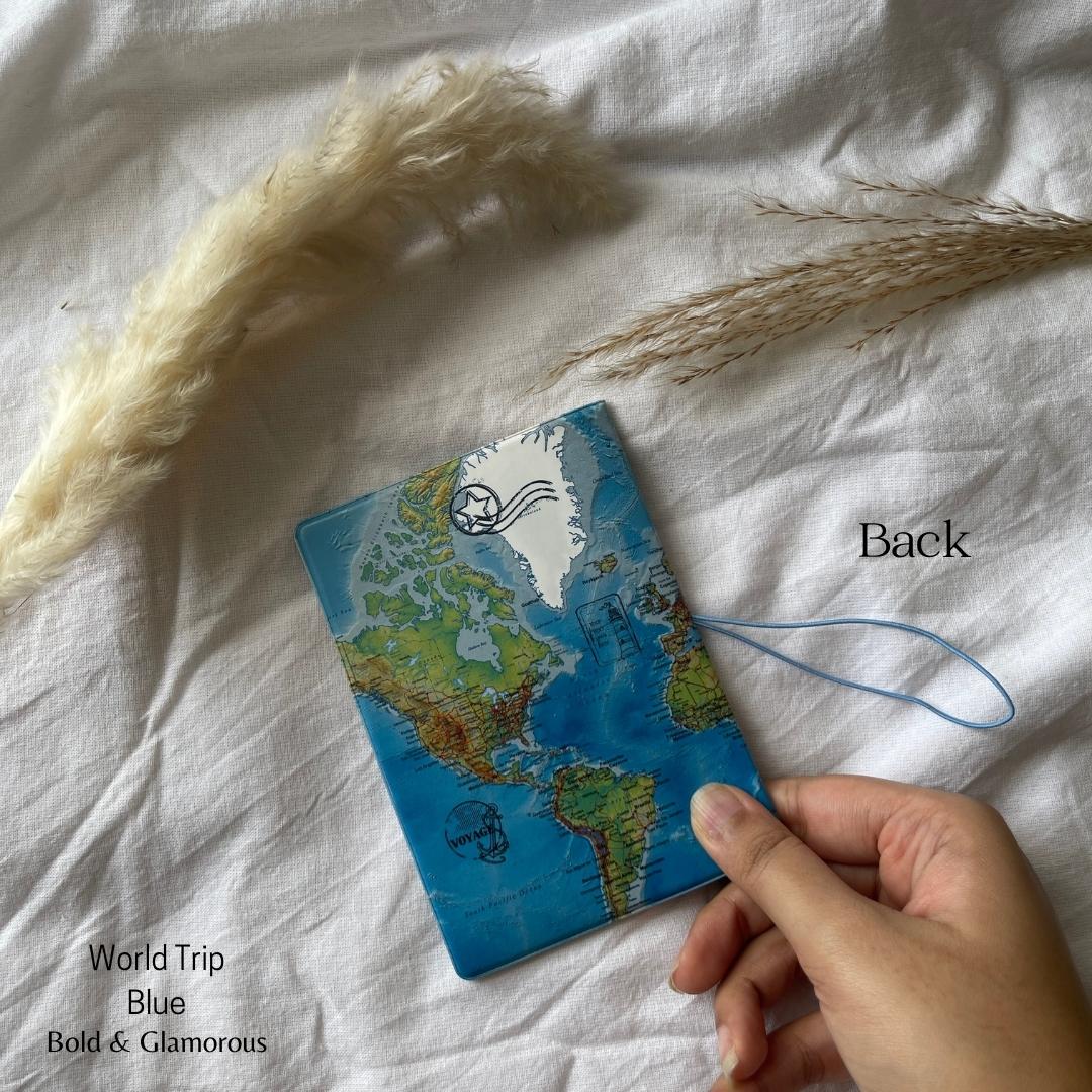 Passport Cover | World Trip | Blue