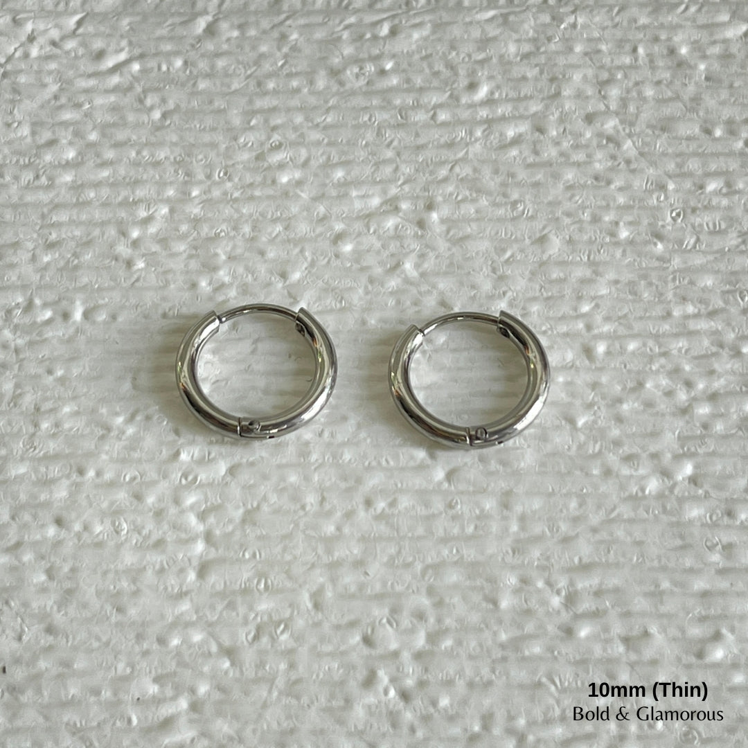 Simple Hoop Earring | 10mm - Thin | Silver