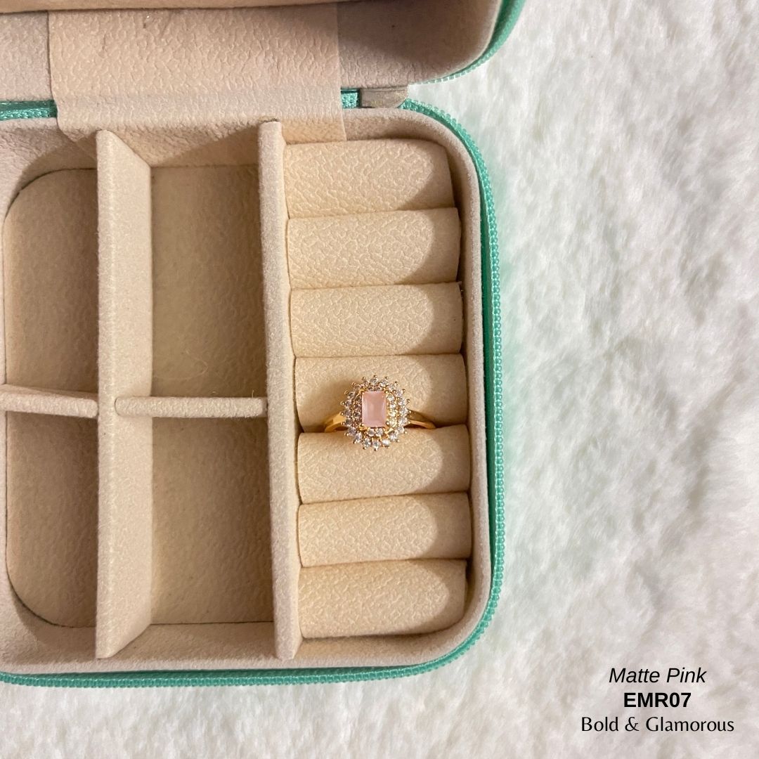 Diamond Cut Ring | EMR07 | Matte Pink