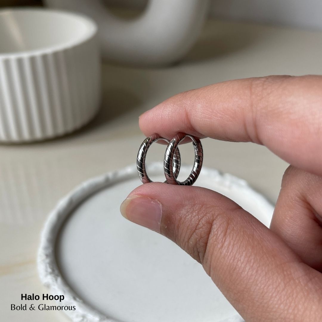 Hoop Earring | Halo Hoop | Silver