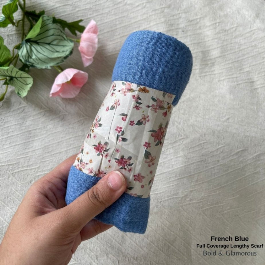Full Coverage Lengthy Hijab Scarfs | French Blue