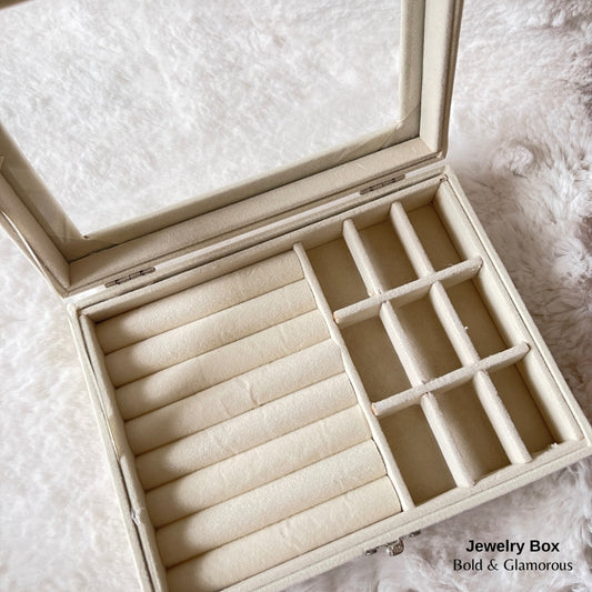 Jewelry Box (Glass Cover) - Ivory White