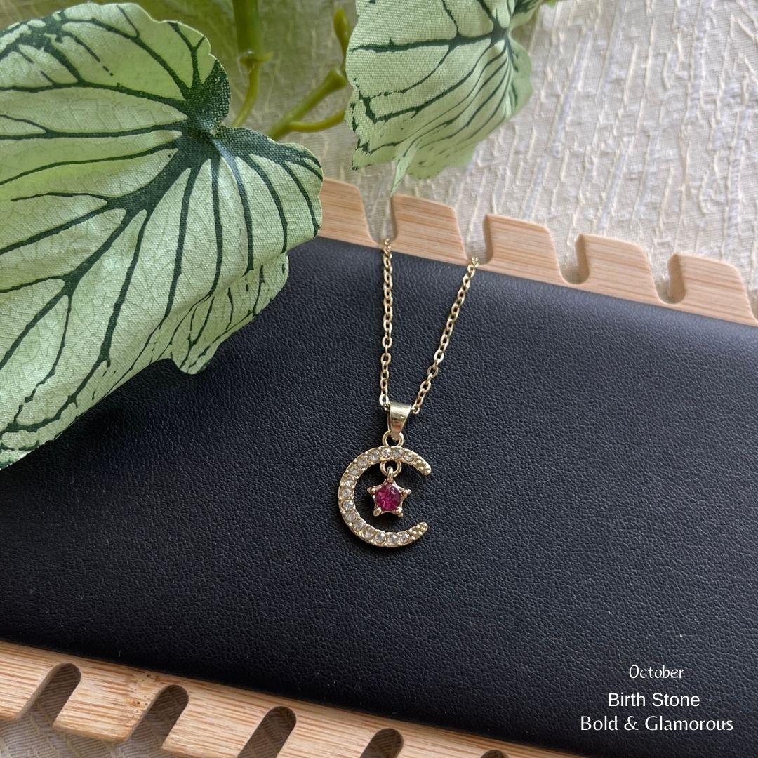 Moon Birthstone Pendant | MBP01 | October