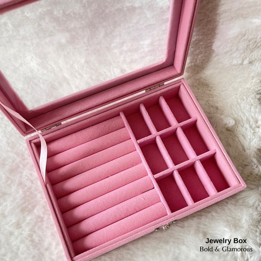 Jewelry Box (Glass Cover) - Pink