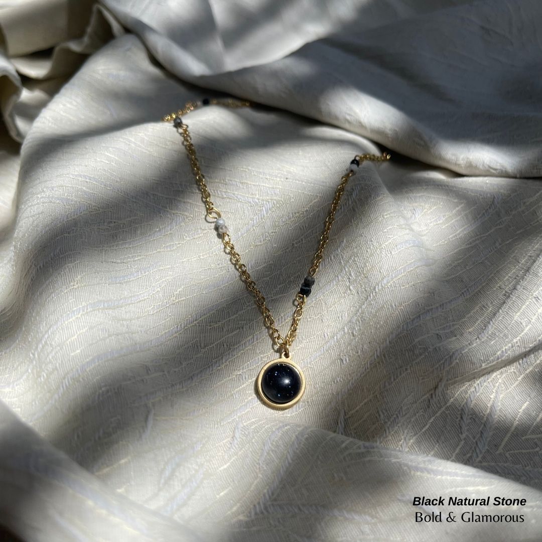 Necklace | SN003 | Black Natural Stone