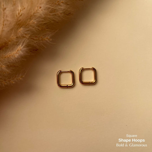 Shape Hoop Earring | Square | Gold