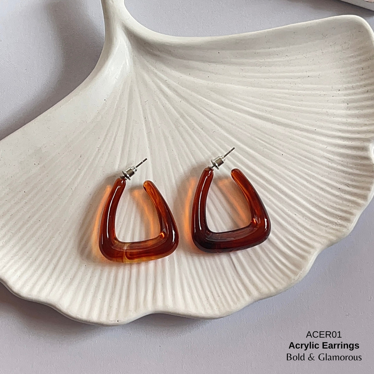 Acrylic Half Hoop Earring | ACER01 | Brown
