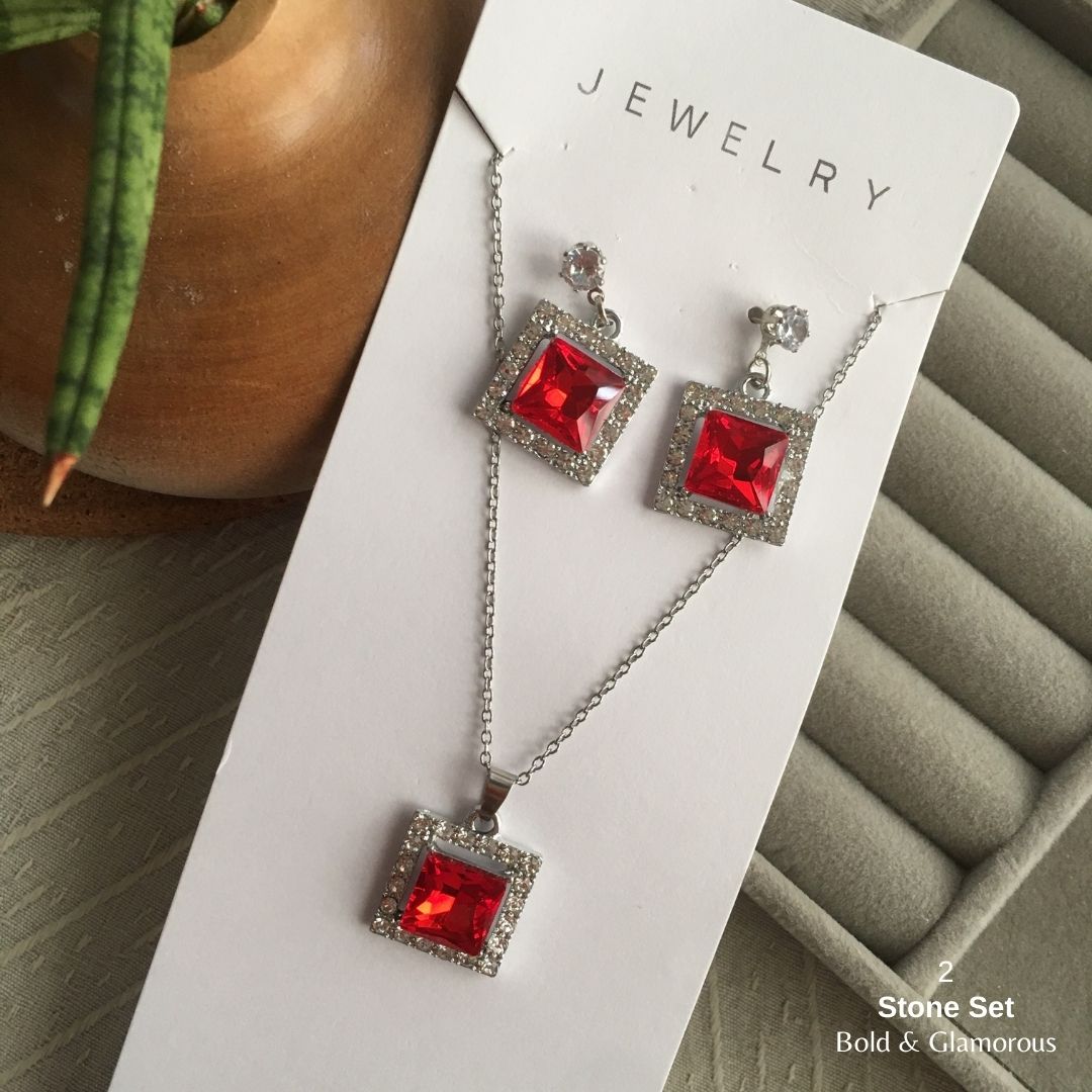 Stone Jewelry Set | Set #2 | Red