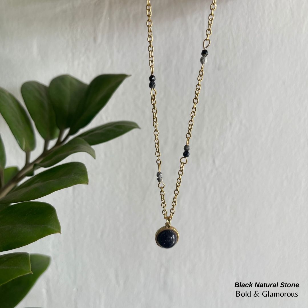 Necklace | SN003 | Black Natural Stone