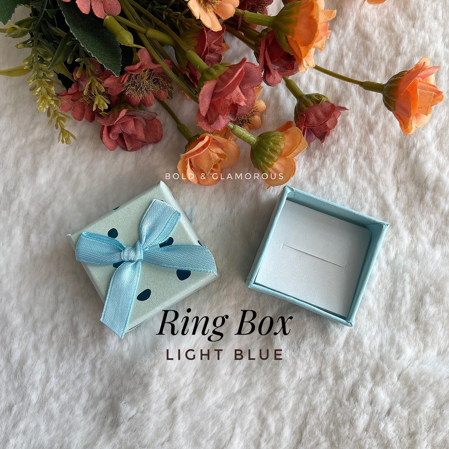 Square Bow Ring Box | Light Blue