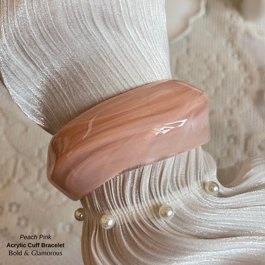 Acrylic Cuff Bracelet | ACB01 | Peach Pink