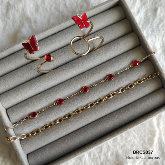 Bracelet Set | BRCS037 | Butterfly Red