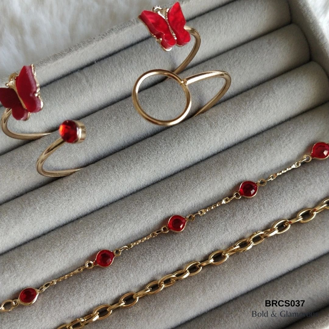 Bracelet Set | BRCS037 | Butterfly Red