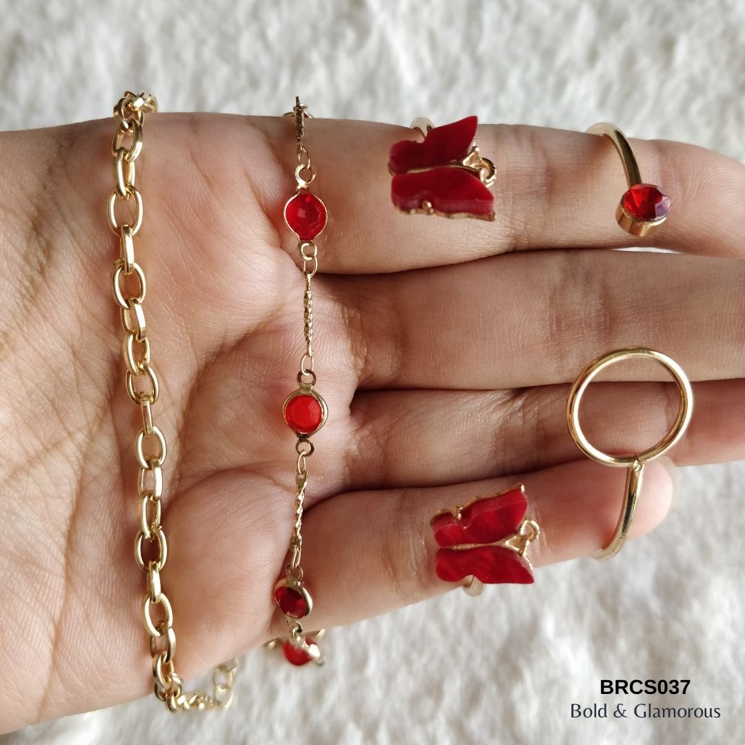 Bracelet Set | BRCS037 | Butterfly Red
