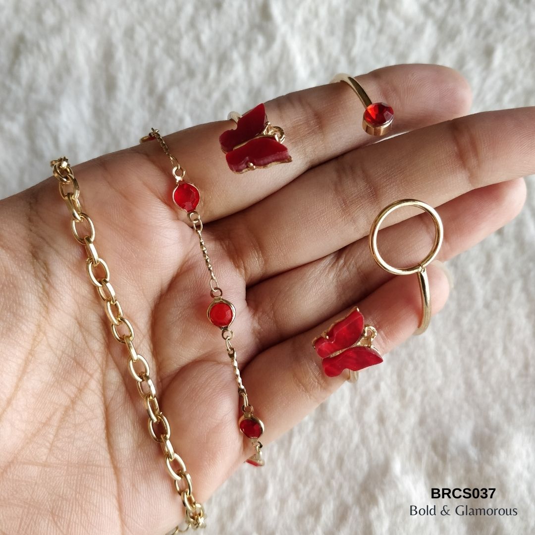 Bracelet Set | BRCS037 | Butterfly Red
