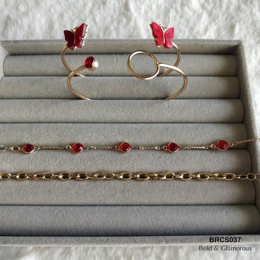 Bracelet Set | BRCS037 | Butterfly Red