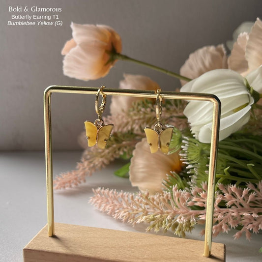 Butterfly Earrings | Type 1 | BPTE1 | Bumblebee Yellow Gold