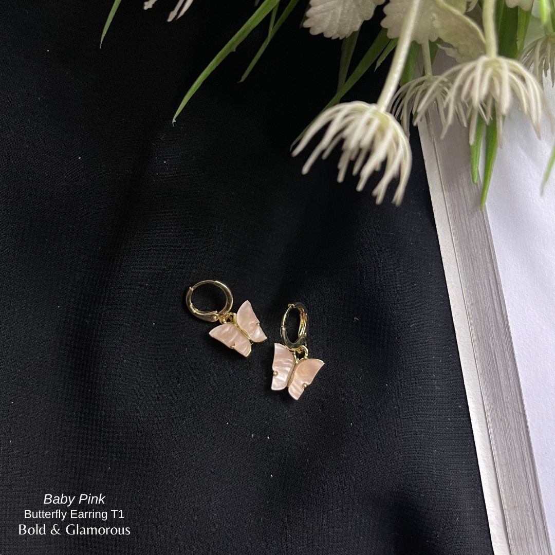 Butterfly Earrings | Type 1 | BPTE1 | Baby Pink Gold