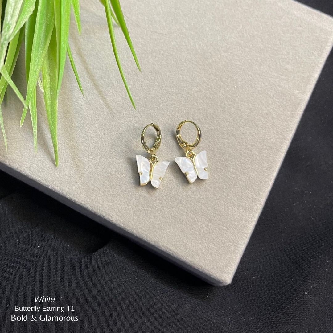 Butterfly Earrings | Type 1 | BPTE1 | White Gold