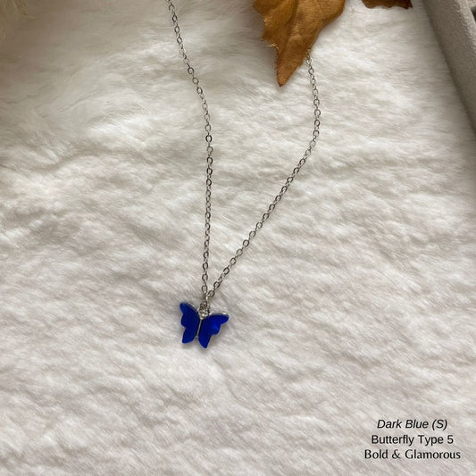 Butterfly Pendant | Type 5 | BPT5 | Dark Blue Silver