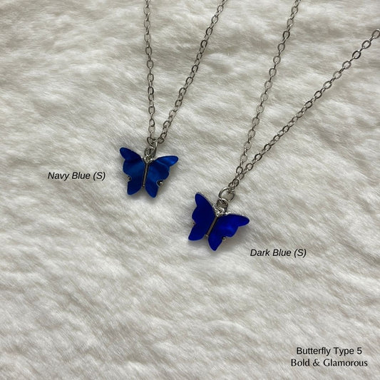 Butterfly Pendant | Type 5 | BPT5 | Navy Blue Silver