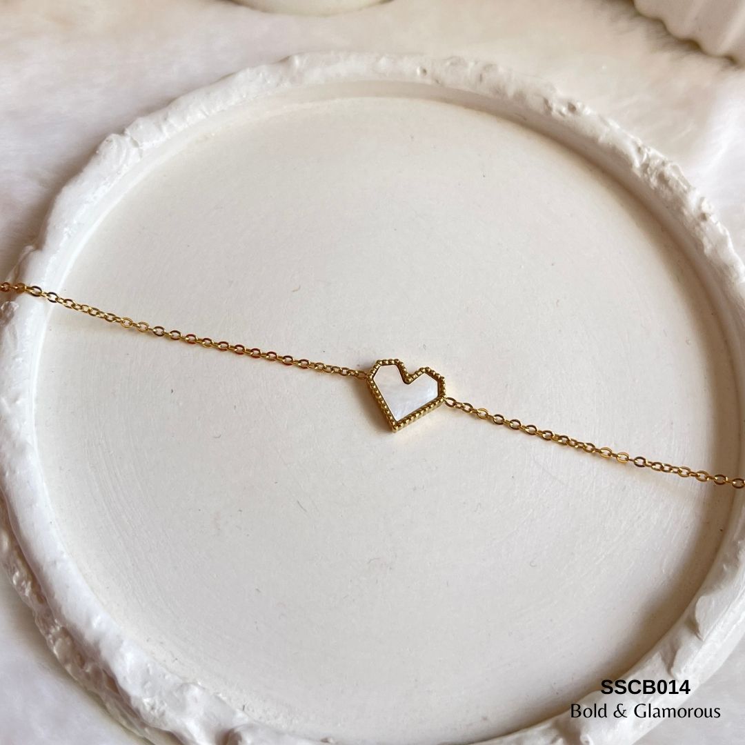 Chain Bracelet | SSCB014 | Heart White