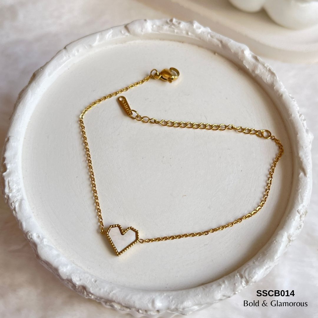 Chain Bracelet | SSCB014 | Heart White