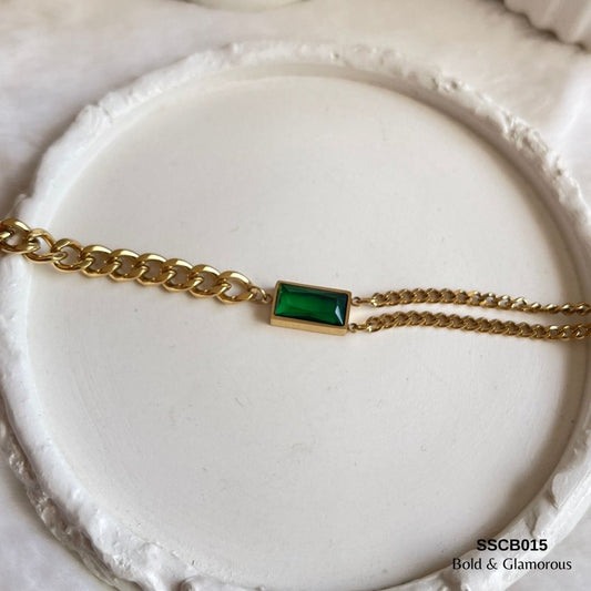 Chain Bracelet | SSCB015 | Emerald Stone
