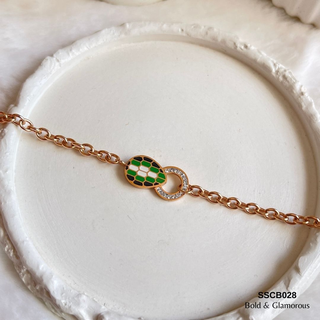 Chain Bracelet | SSCB028 | Green Snake