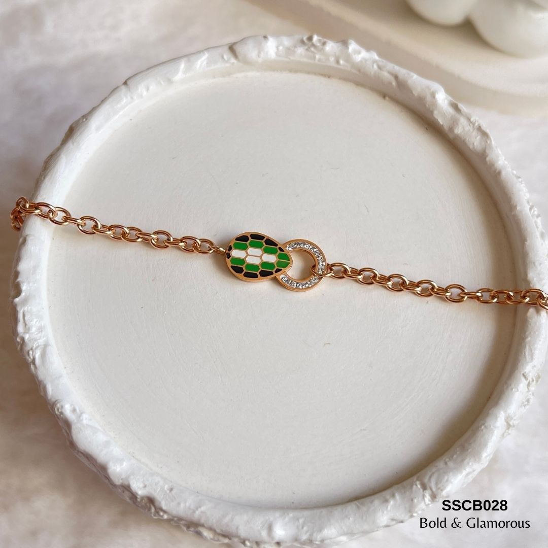 Chain Bracelet | SSCB028 | Green Snake