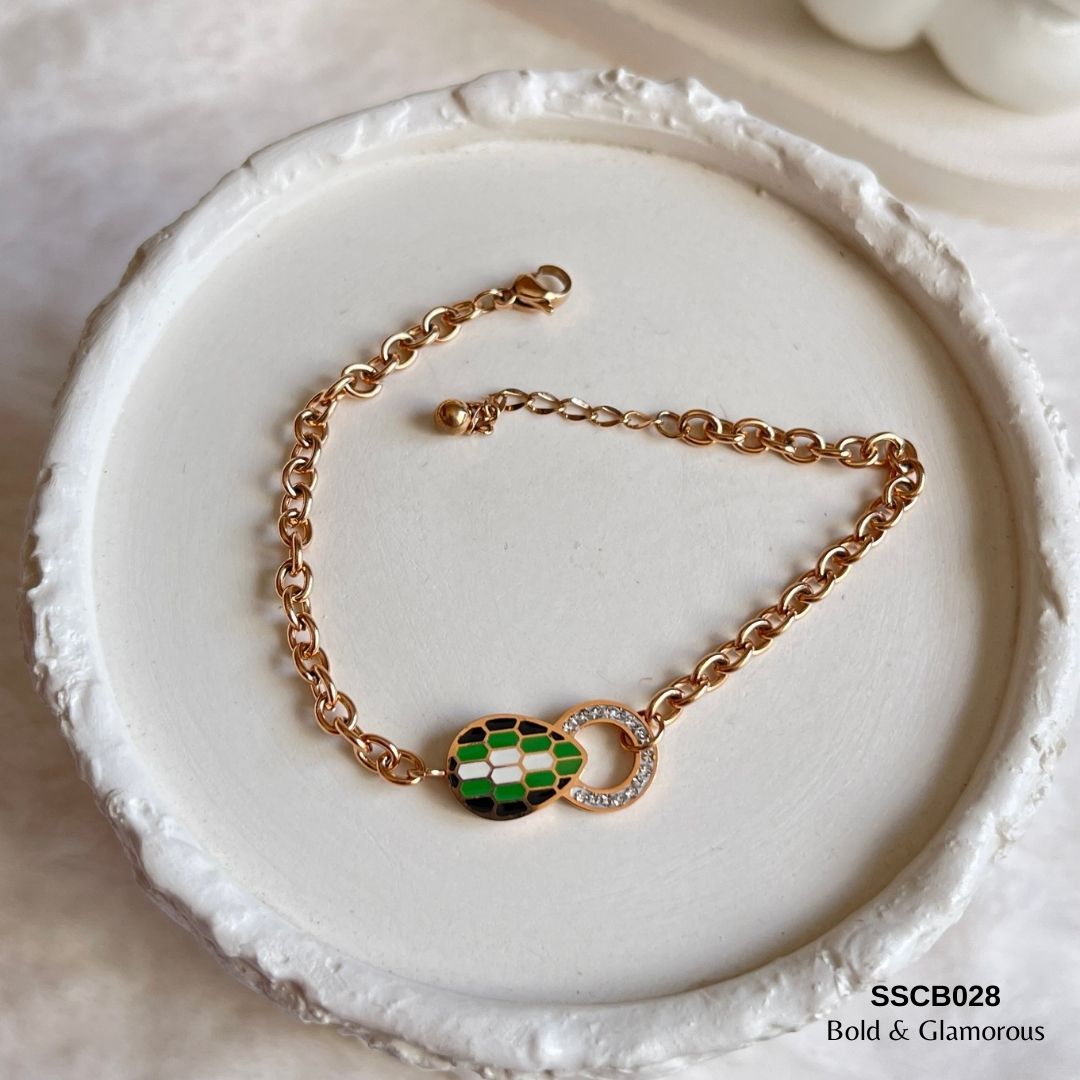 Chain Bracelet | SSCB028 | Green Snake