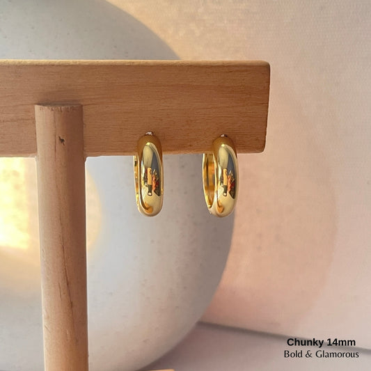 Chunky Hoop Earring | 14mm | Gold