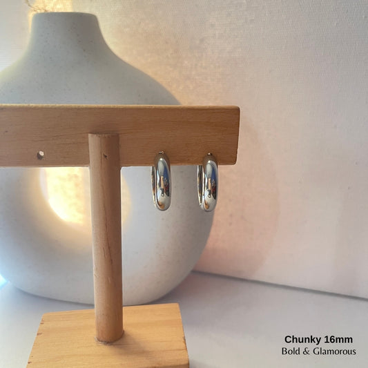 Chunky Hoop Earring | 16mm | Silver