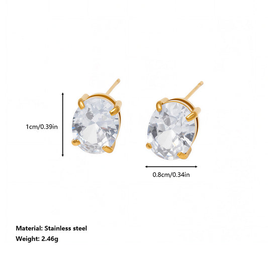 Stud Earring | STE101 | Zircon Oval