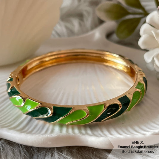 Enamel Bangle Bracelet | ENB01 | Dark Green