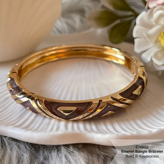 Enamel Bangle Bracelet | ENB02 | Brown